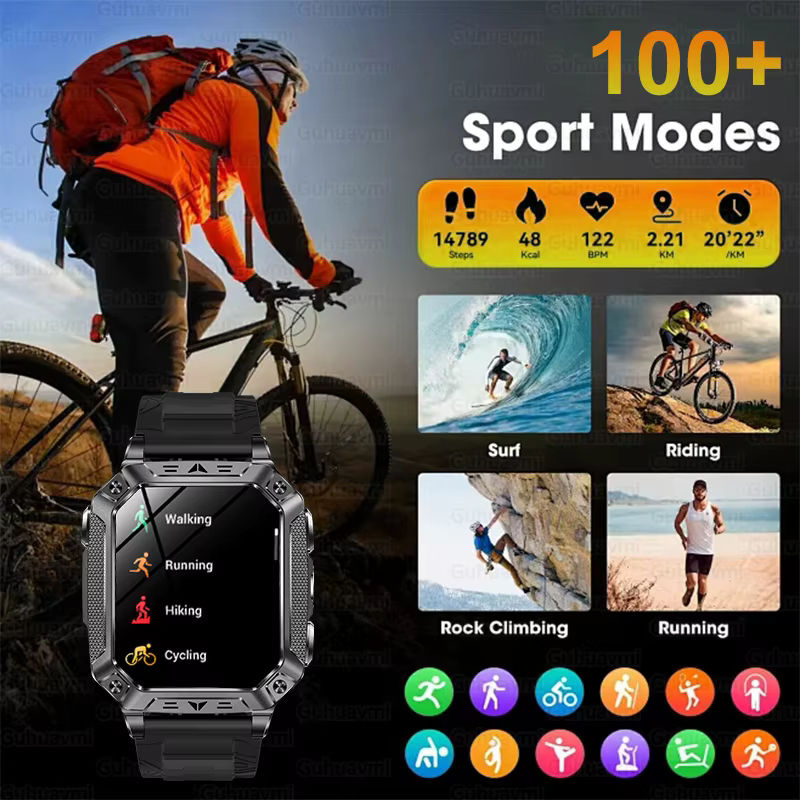 GUHUAVMI Smartwatch, Schwarz, 10 ATM, Eckig - Bild 6