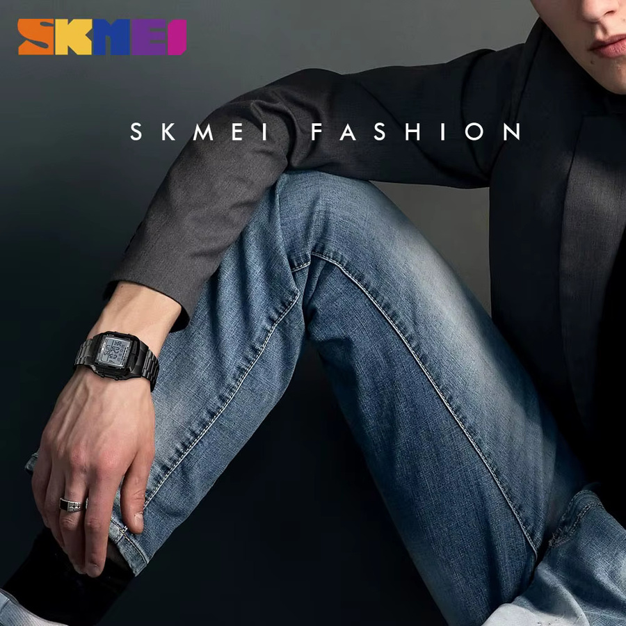 Skmei Digitaluhr, Edelstahl, Schwarz, Herren - Bild 2