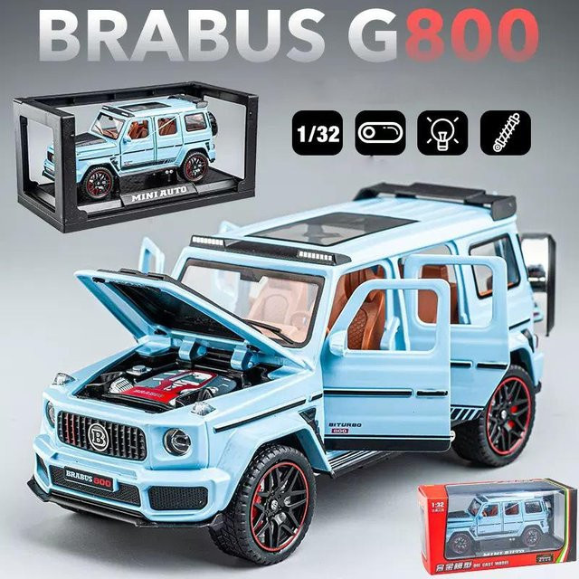 Fourall- Model Cars Brabus G800, Druckgussauto-Modellspielzeug, Maßstab 1:32, mit Ton und Licht, blau - Bild 1