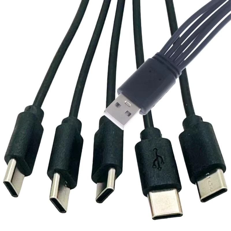 USB zu Typ-C Splitter Adapter Kabel Schwarz, 20 cm Länge für mehrere Ladevorgänge - Bild 2