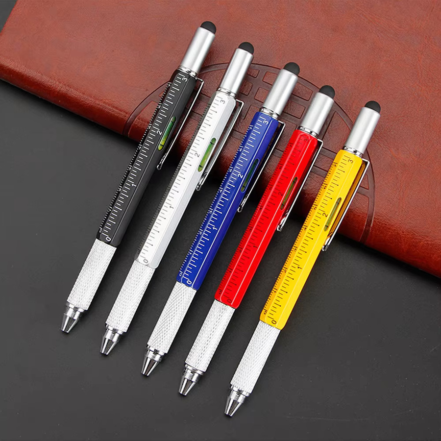 ZOUGOUGO 7-in-1 Multifunktionsstift aus Metall mit Touchscreen-Eingabestift, Kugelschreiber, Schraubendreher, Lineal und Nivelliergerät - Bild 6