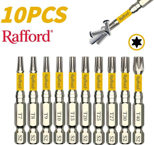 Rafford 10-teiliges Torx-Set T7-T40 aus Edelstahl in Silber, magnetische Reparaturwerkzeuge für Haushaltsgeräte, Elektrowerkzeuge und PC-DIY - Bild 1