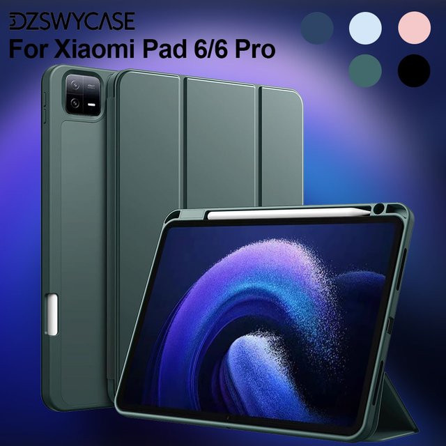 DZSWYCASE Slim Stand Hard Back Cover Case für Xiaomi Mi Pad 6/6 Pro (11 Zoll, Modell 2023) mit Auto Sleep/Wake Funktion in Pink oder Green - Bild 1