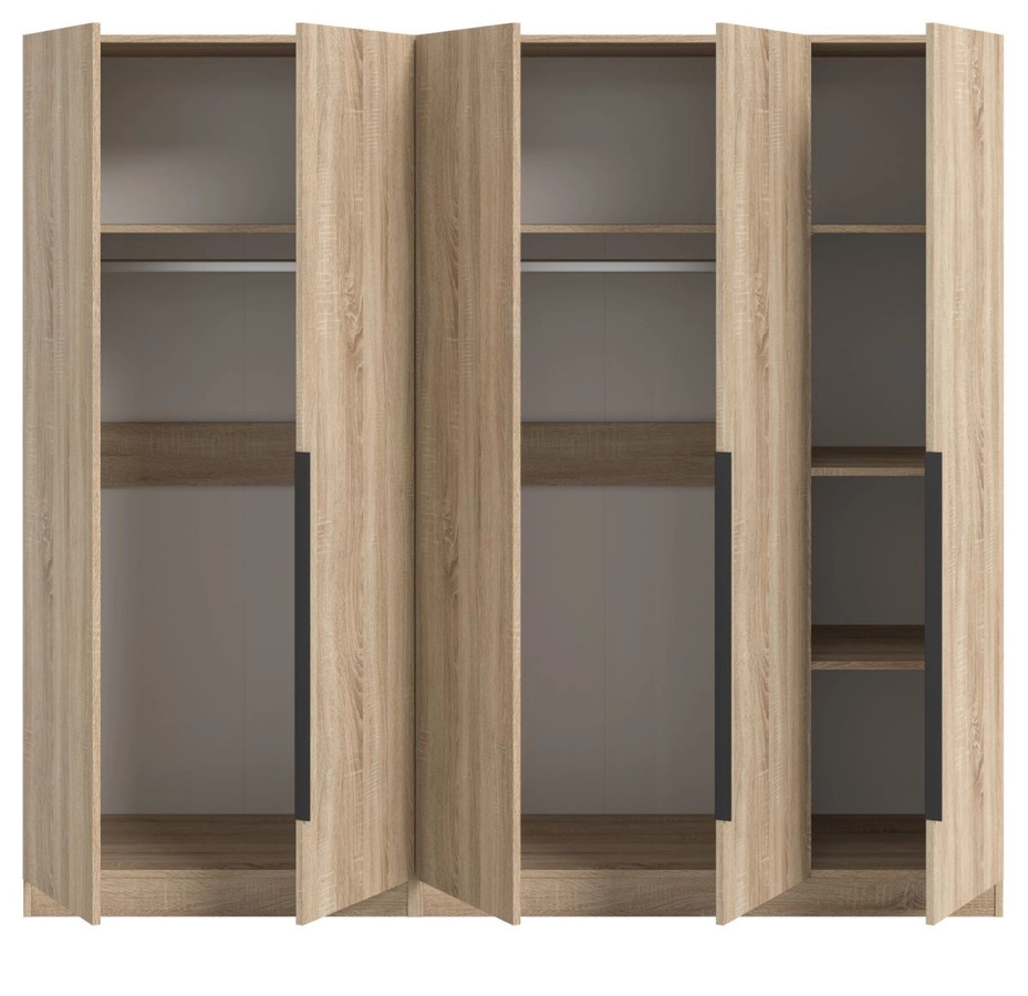 Kleiderschrank Swan 5-türig in Sonoma Eiche, modern, B/H: 181 x 200 cm - Bild 4