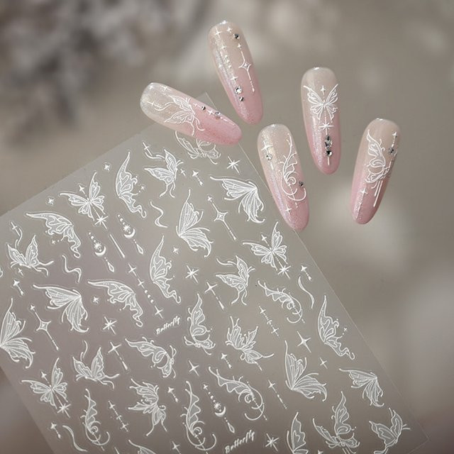 Rhstoe Nagelkunst Aufkleber, Kaltweiß, Glänzend - Bild 1