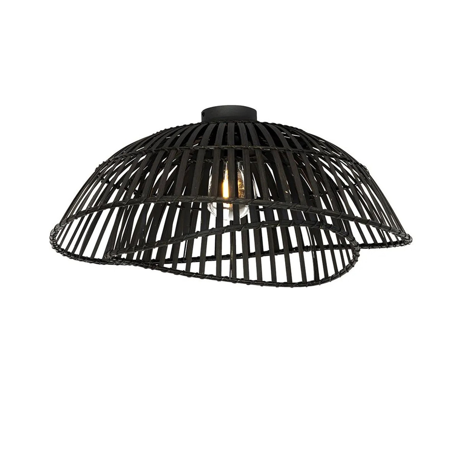QAZQA Orientalische Deckenleuchte aus schwarzem Bambus und Stahl, dimmbar, E27, Durchmesser: 62 cm - Bild 2