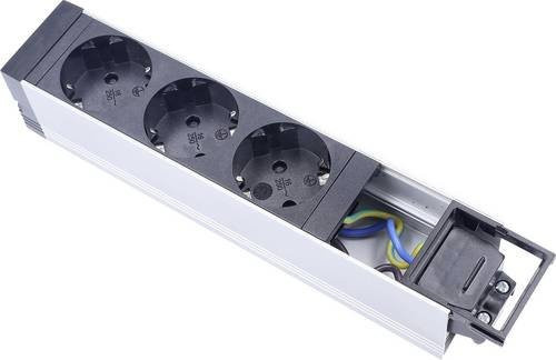AS Schwabe Steckdosenleiste aus Aluminium in Schwarz und Silber ohne Kabel - Bild 1