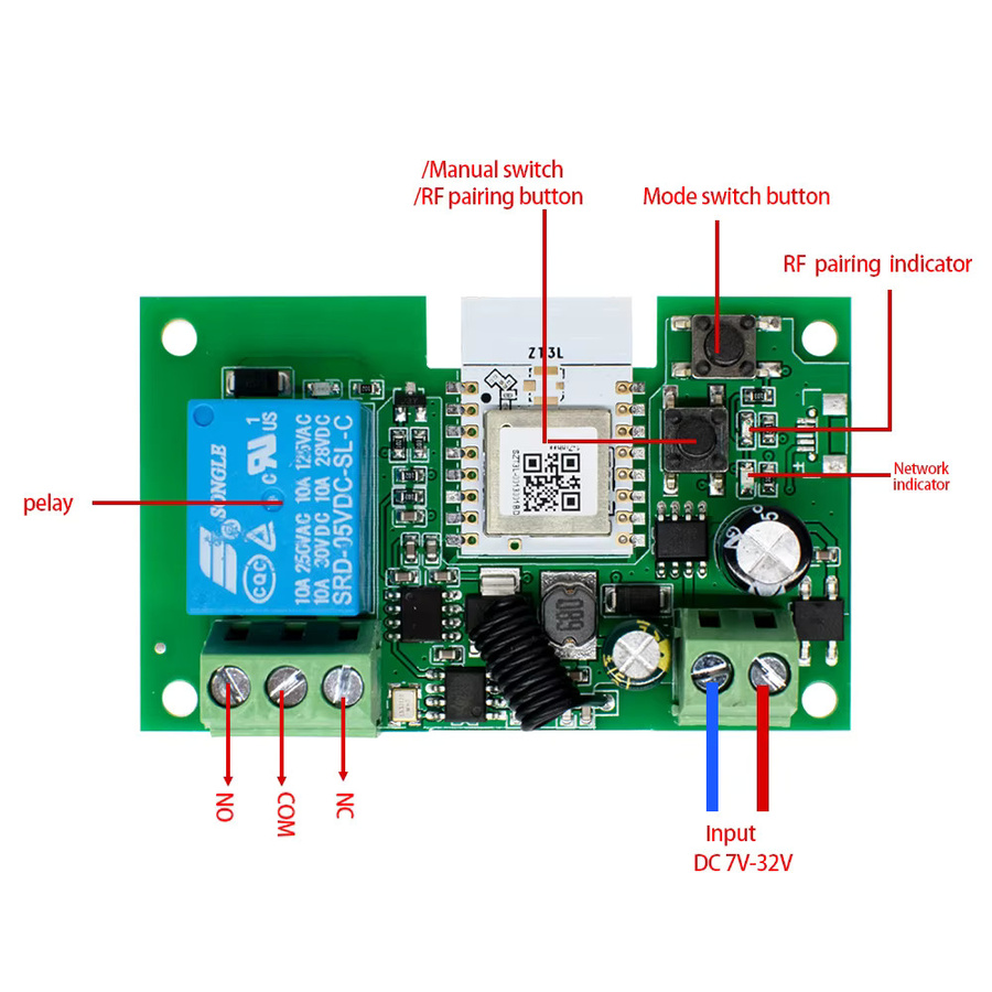 Scimagic-RC Mini Zigbee Smart 1-Kanal-Relaisschalter zur kabellosen Lichtvorhang-Motorsteuerung mit Tuya-App und Sprachsteuerung über Alexa und Google, 12 V–250 V - Bild 4