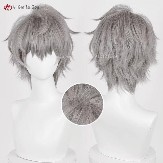 Graue Cosplay Perücke, 30 cm, Synthetisches Haar, Unisex - Bild 1