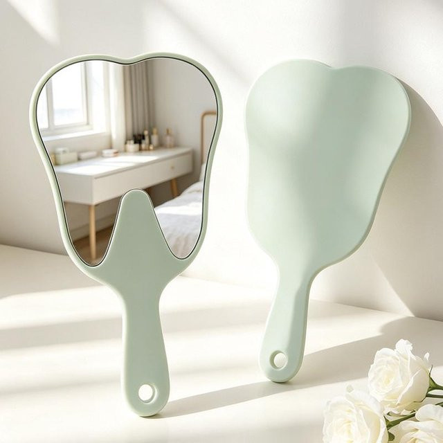 GlowEssence Handspiegel, Zahndesign, grün, 8,5 x 16 cm - Bild 1