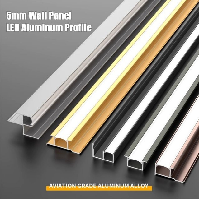 Khelse LED-Aluminiumprofil für Wandpaneele und Fliesen in Rose Gold, 5 mm Dicke - Bild 1