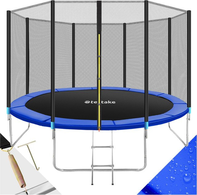 tectake Trampolin Ø 366 cm Schwarz Blau GS zertifiziert - Bild 1