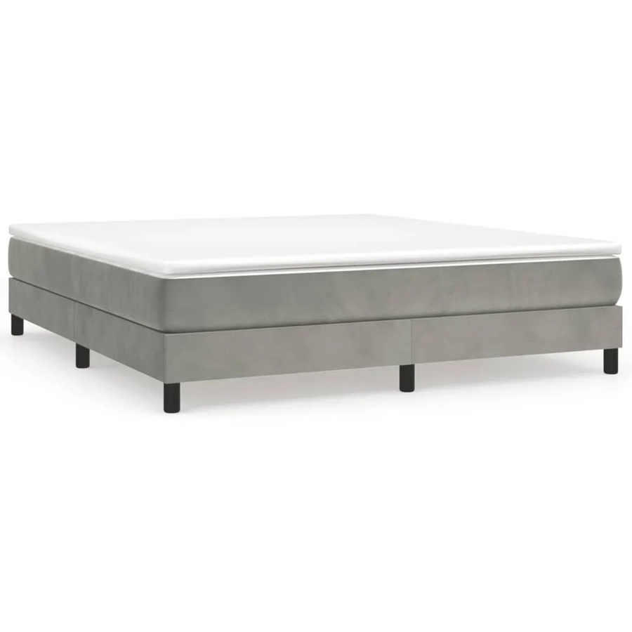 vidaXL Boxspringbett aus Samt in Hellgrau, B/T/H: 160 x 200 x 203 cm - Bild 2