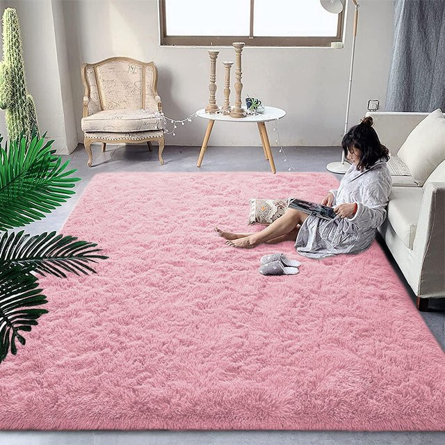 Binchi Furniture Plüschteppich aus Kunstfell in Pink, rutschfest und schallabsorbierend, B/B: 152 x 243 cm - Bild 1