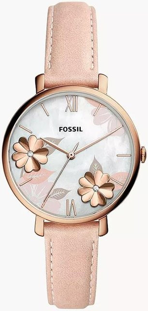 Fossil Armbanduhr, Quarz, Edelstahl, Roségold, Weiß, Leder, Damen - Bild 1