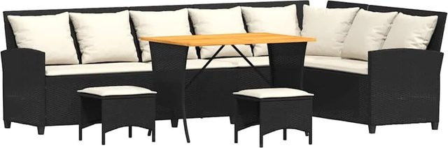 vidaXL 4-teilige Garten-Sofagarnitur in L-Form aus Polyrattan mit Kissen in Schwarz - Bild 1