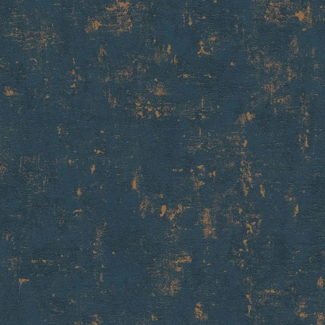 PROFHOME Spachtel Putz Tapete mit metallischen Akzenten in Blau und Gold, Vlies Tapete, Breite: 0,53 m, Länge: 10,05 m - Bild 1