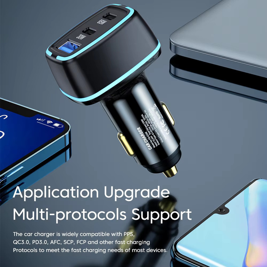 Toocki 125 W Auto Ladegerät mit QC3.0, PPS und PD3.0 Schnellladetechnologie, USB-C Typ C Ladegerät für iPhone, Laptop und iPad, Schwarz - Bild 5