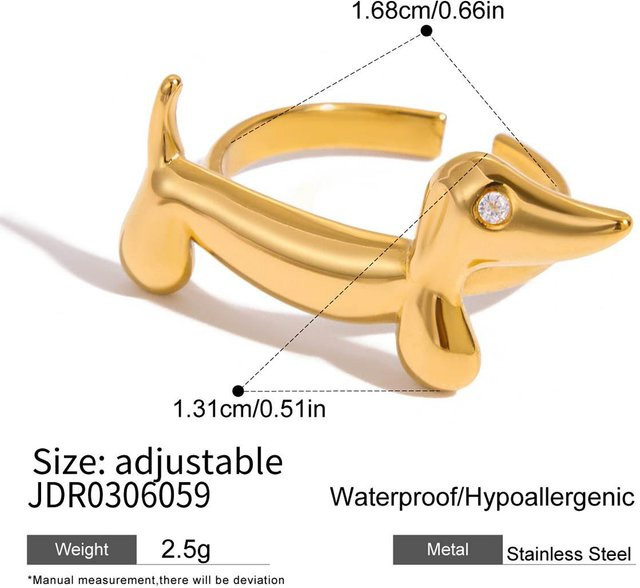 Uworld Ring Edelstahl, Gold, Zirkonia, Damen - Bild 1