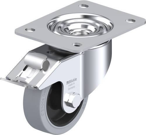 Blickle Lenkrolle LK-POEV 100R-3-FI-SG mit Feststeller, Rad-Durchmesser: 100 mm, Tragfähigkeit: 200 kg, Farbe: Grau/Schwarz/Silber - Bild 1