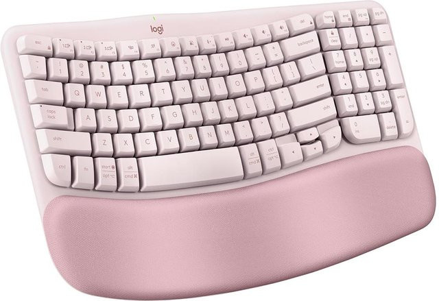 Logitech WAVE KEYS ergonomische Bluetooth-Tastatur mit Handballenauflage in Rosa - Bild 1