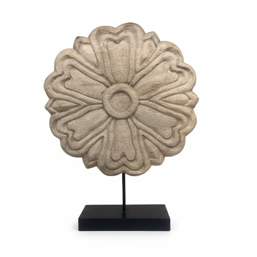 House of Nature Ornament Blume Barras aus Holz in Schwarz und Beige, Höhe: 53 cm - Bild 1