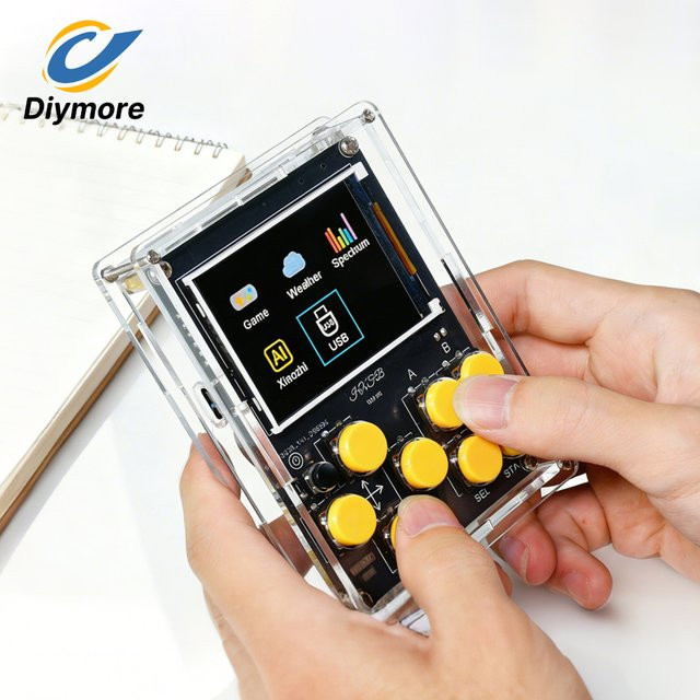 diymore Handheld-DIY-Kit Retro Spielekonsole mit Xiaozhi AI Voice Dialog, 25 klassische Spiele, Wetteruhr und Musikspektrum - Bild 1