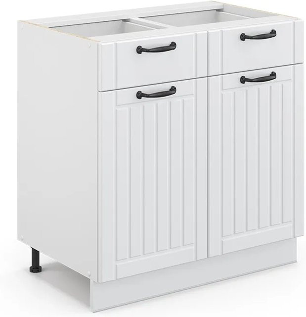 Vicco Küchenunterschrank Fame-Line in Weiß im Landhausstil ohne Arbeitsplatte, Breite: 80 cm - Bild 1