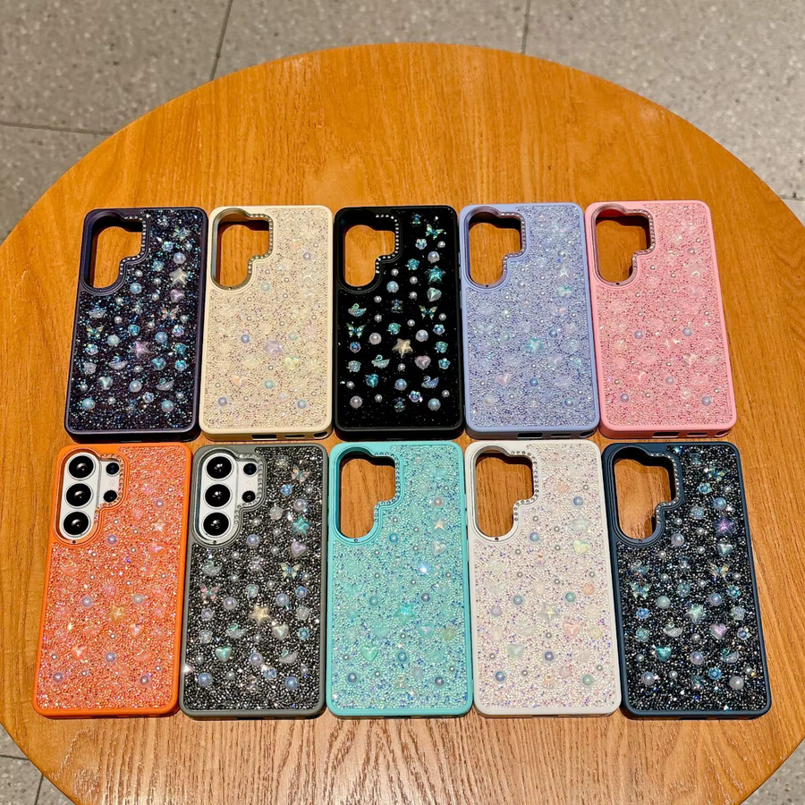 Glitzernde und stoßfeste Handyhülle mit Diamant-Strass für Samsung Galaxy S26 Ultra und S25 Ultra in Schwarz - Bild 1