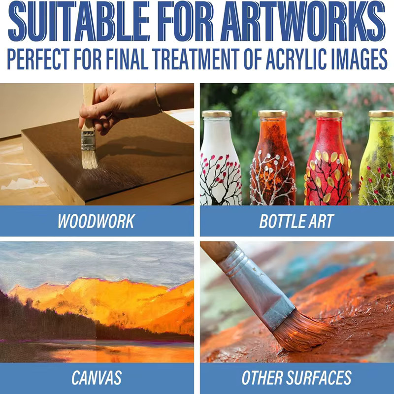 Acrylvernis Transparent mit Hochglanz-Finish, wasserfester und nicht vergilbender Schutzlack für Gemälde, 120 ml - Bild 4