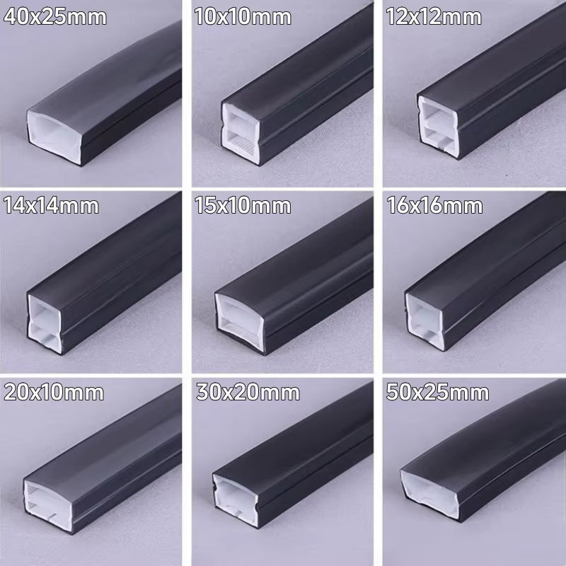 Khelse LED-Neonlicht Silikonschlauch in Schwarz, flexibler Diffusorkanal für DC12 V, wasserdicht für Wand, Decke und Streifenlicht, 1–5 m - Bild 4