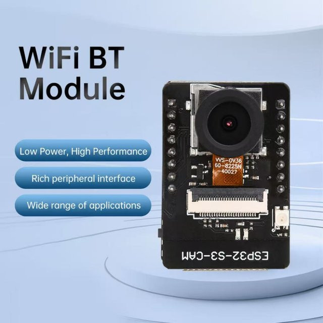 Gaqqee ESP32-S3-CAM WLAN-Bluetooth-Entwicklungsboard-Modul mit ESP32-S3-WROOM-1 N16R8 in Schwarz - Bild 1