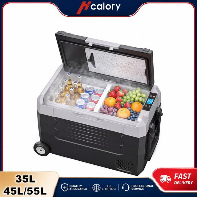 Hcalory Tragbarer Kompressor-Kühlschrank mit Doppelzone und Einzeldeckel in Grau, Multispannungs-Kühler für LKW, Wohnmobil und Camping, 12V/24V DC & 230V AC - Bild 1