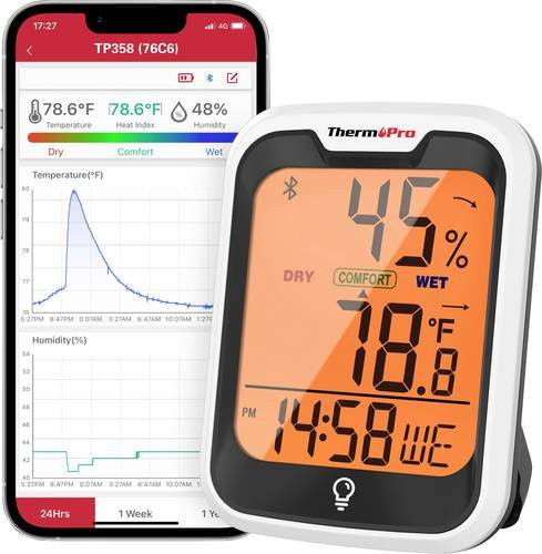 ThermoPro TP358 Funk-Thermo-Hygrometer mit App-Steuerung in Weiß - Bild 1