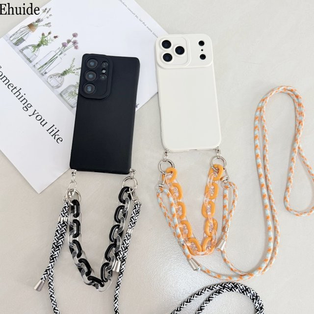 EHUIDE Luxus TPU Crossbody Strap Lanyard für Samsung Galaxy S26 Ultra S25 FE S24 S23 S22 S21 Plus in Pink - Bild 1