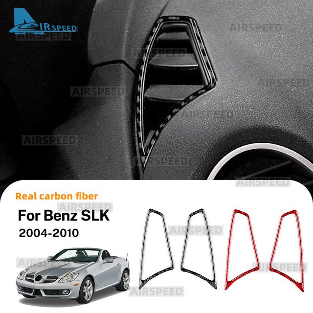 AIRSPEED Carbon Fiber Trim Aufkleber für Mercedes Benz SLK R171 in Schwarz für die Armaturenbrett-Entlüftung - Bild 1