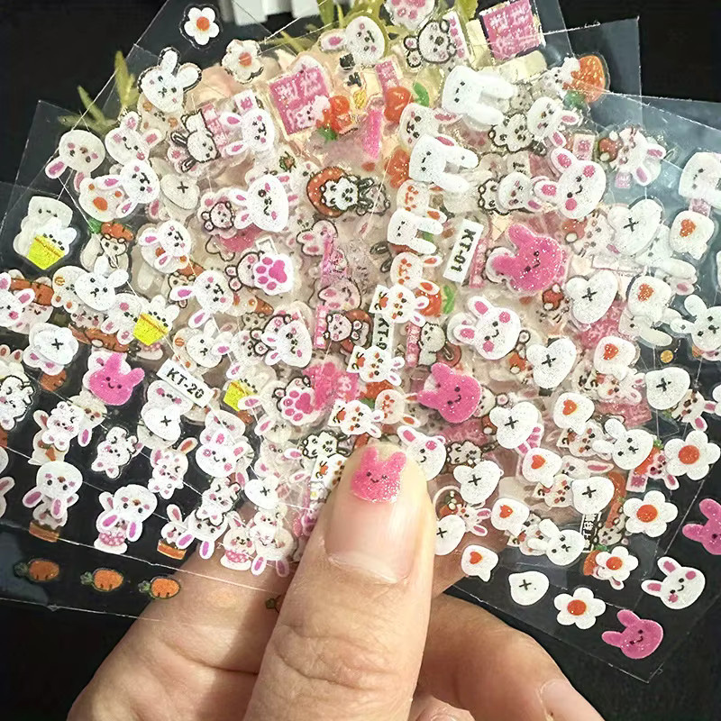Kinder-Nagelaufkleber mit Hasen-, Tier- und Fruchtdesigns, 10 Stück - Bild 2