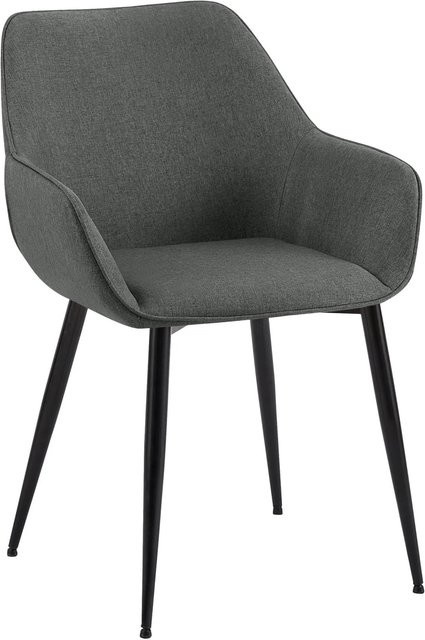DELUKE Esszimmerstuhl HORID in Dunkelgrau mit Stoffbezug und Metallgestell, B/T/H: 52 x 63 x 82 cm - Bild 1