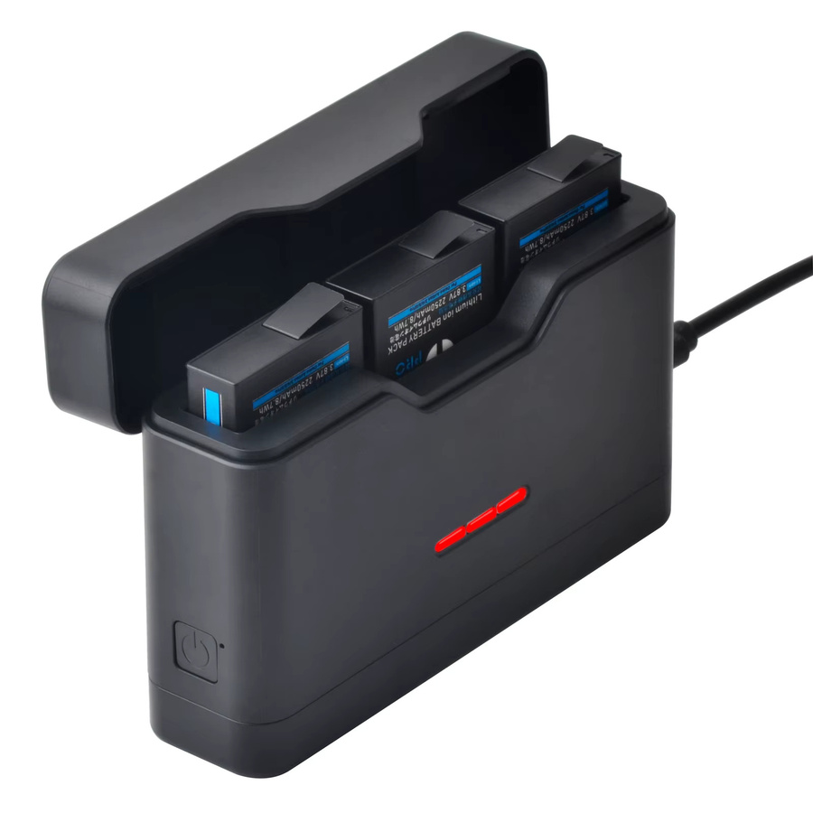 DJI Li-Ionen-Akku 2280mAh mit 3-Slot-Ladestation für Osmo Action 3/4/5 Pro/6 und Osmo 360 Kameras in Schwarz - Bild 2
