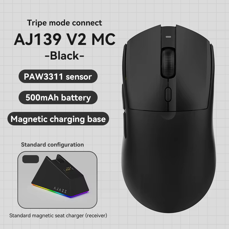 Ajazz AJ139 V2 MC / AJ139P V3 Magnetische Dock-Gaming-Maus mit Bluetooth, 2.4G und kabellosem Laden, 800mAh Akku, PAW3311 Sensor - Bild 5