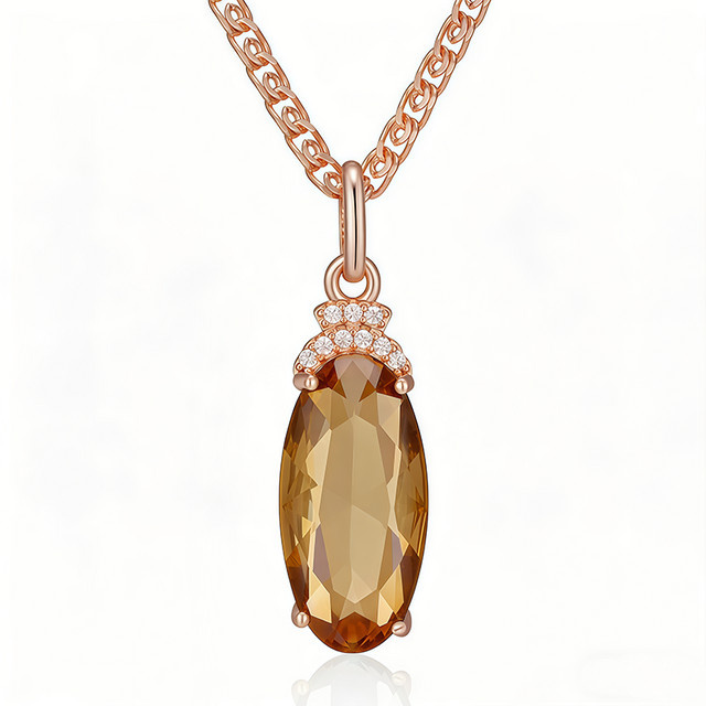 Wbmqda Halskette mit Steinanhänger, 585 Roségold, Zirkonia, Damen - Bild 1