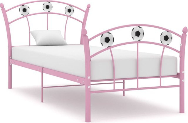 VD Home Furnishing Einzelbett aus Metall mit Fußballmotiv in Rosa, Breite: 90 cm, Länge: 200 cm - Bild 1