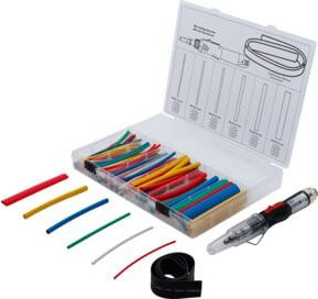 BGS Mini-Heißgasbrenner mit Schrumpfschlauch-Sortiment in Multicolor mit Piezo-Zündung, 162-teilig - Bild 1