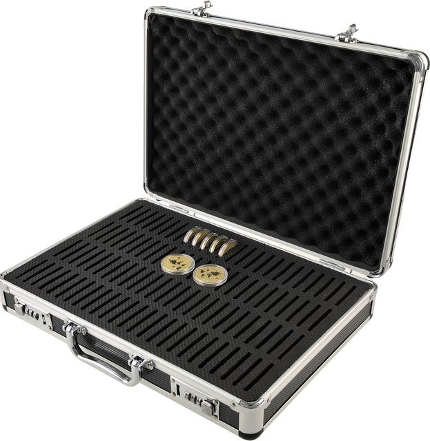 Münzaufbewahrungs- und Präsentationsbox aus Aluminiumlegierung mit 100 Fächern und Schloss für Münzsammler und Kapsel-Organizer - Bild 1