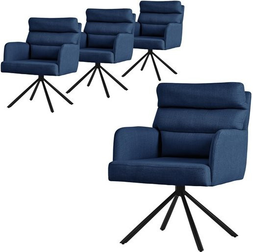 ML-Design Esszimmerstuhl 4er Set Dunkelblau drehbar mit abnehmbaren Rückenkissen gepolstert - Bild 1