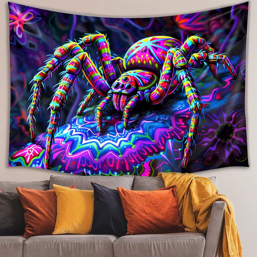 VIKAMA Halloween Spinnen Wandteppich in Multicolour für Wohnzimmer und Schlafzimmer, dekorative Wanddekoration mit Tiermotiv, Breite: 60 cm, Höhe: 60 cm - Bild 3