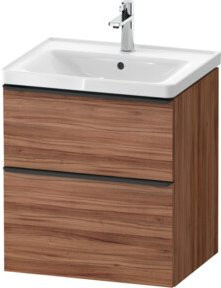Duravit Waschtischunterschrank D-Neo mit 1 Kast, Farbe Weiß/Nuss Natur, B/T/H: 58,4 x 45,2 x 62,5 cm - Bild 1