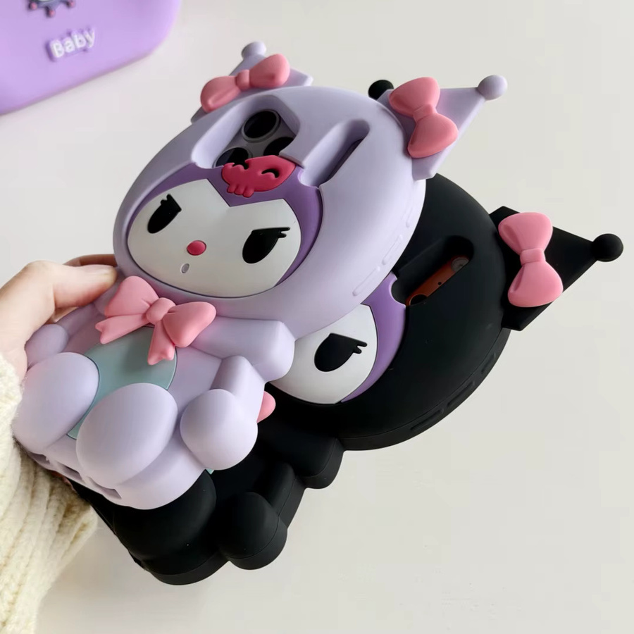 Sanrio Kuromi 3D Handyhülle aus weichem Silikon in Lila für iPhone 11 bis iPhone 17 Pro Max - Bild 4
