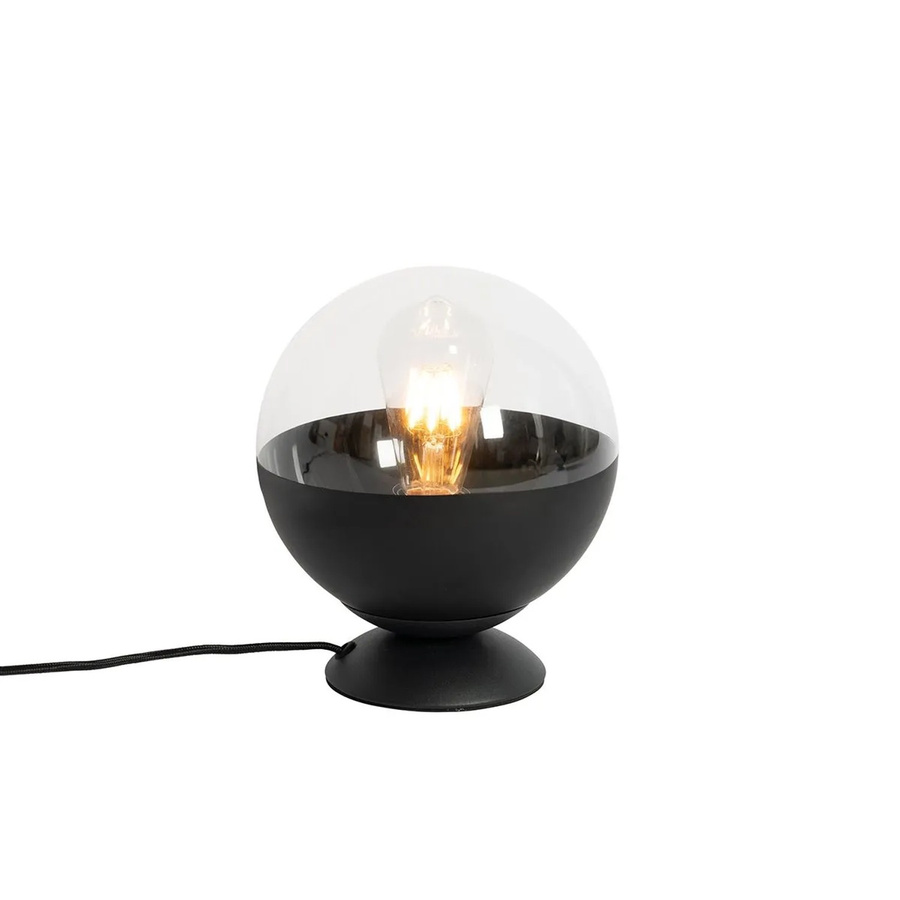 QAZQA Retro Tischlampe Eclipse in Schwarz mit transparentem Glas und dimmbarer E27 Fassung - Bild 2