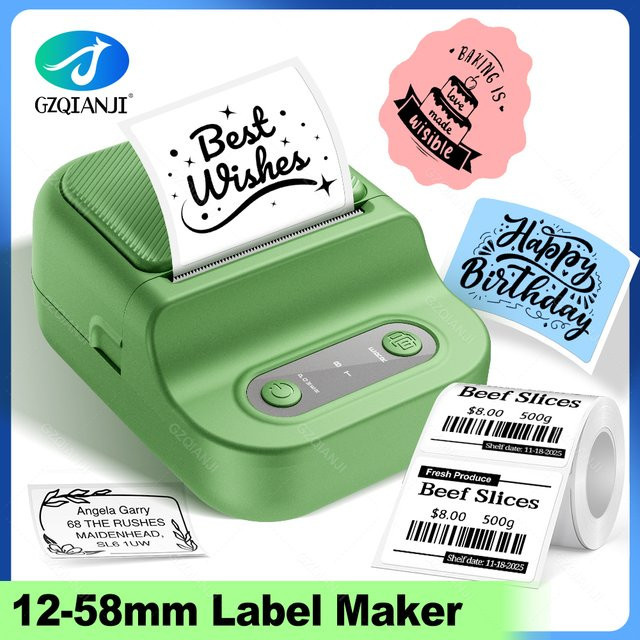 GZQIANJI P21 Tragbarer Mini-Bluetooth-Klebeetikettendrucker für Notizen, Tags und Preise, Kabelloser Thermodrucker - Bild 1